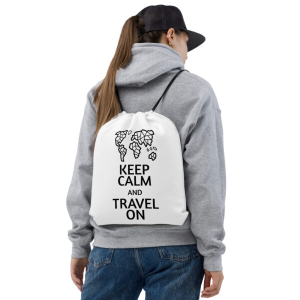 Kordelzug-Beutel “Keep Calm and Travel on”