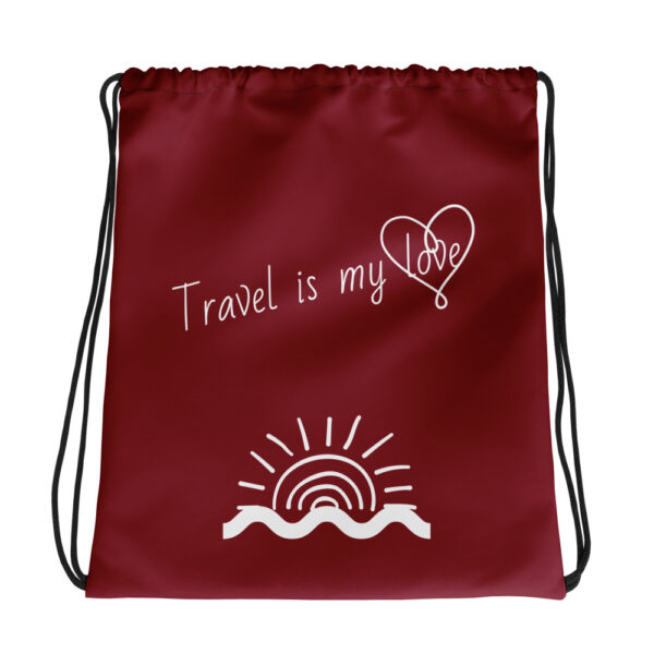 Kordelzug-Beutel “Travel is my love”